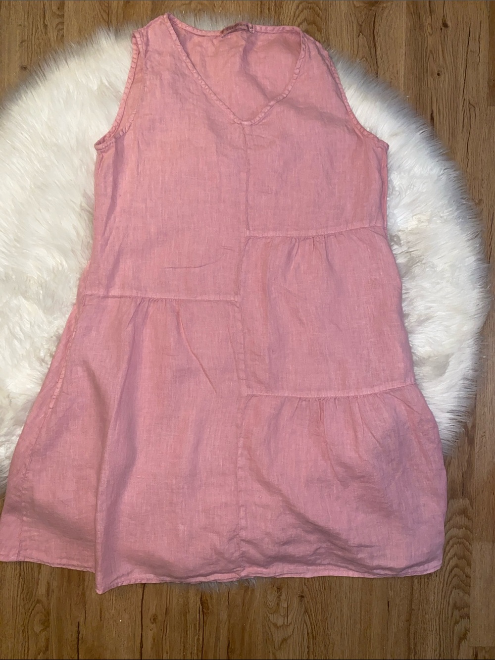 Cut loose S Linen Sleeveless Pink Tiered Dress